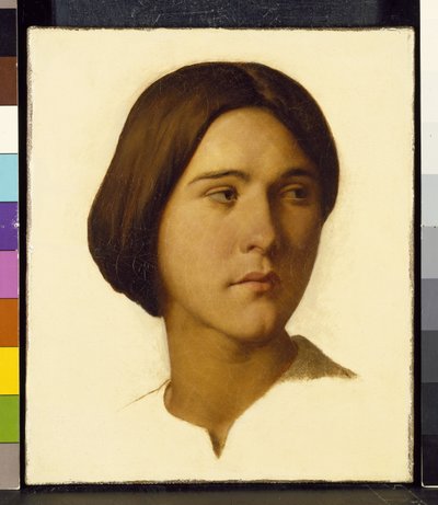 Hoved af en ung kvinde, der kigger til venstre, 19. århundrede af Hippolyte Flandrin