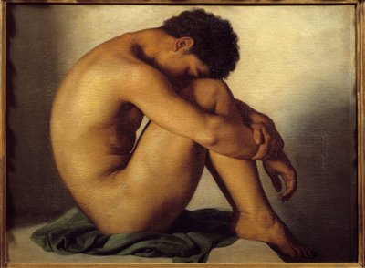 Studie af ung mand nøgen maleri af Hypolithe Flandrin (1809-1864) af Hippolyte Flandrin