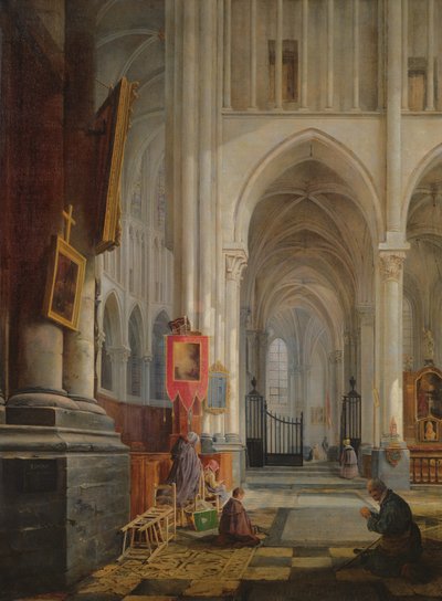 Interiør af St. Omer Cathedral, 1836 af Hippolyte Joseph Cuvelier