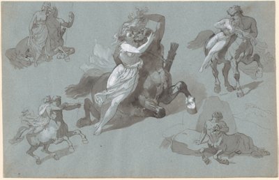 Nessus og Dejanira i fire stillinger og den døende Nessus af Hippolyte Lalaisse