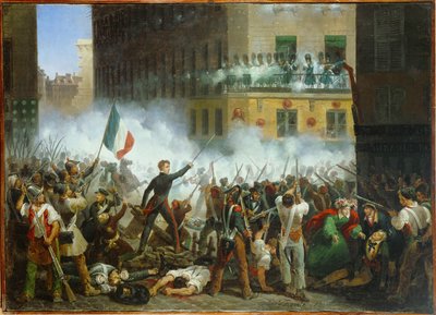 Slaget i Rue De Rohan ... (olie på lærred) af Hippolyte Lecomte
