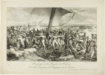 Forlis af Fregatten Medusa. Oprør fra nogle af besætningen på flåden af Hippolyte Lecomte
