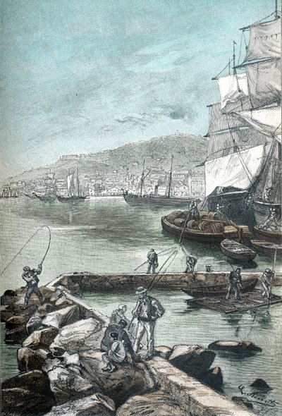 Illustration i kromotypografi til "Clovis Dardentor" af Jules Verne, gravering af L. Benett til udgaven Hetzel 1896 (gravering) af Hippolyte Leon Benett