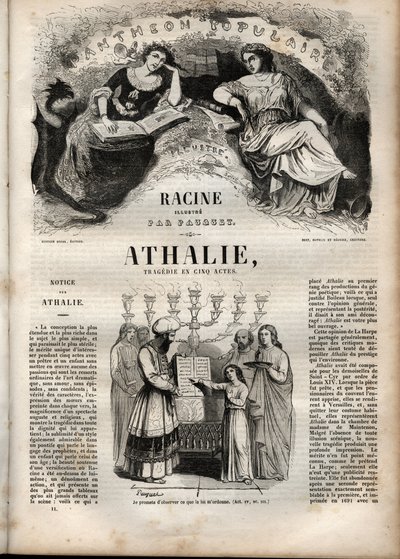 Athalie-tragedie af Jean Racine i fem akter - indgravering i "" Oeuvres de Jean Racine"" illustreret af Pauquet og opslag af Emile de La Bedolliere - 1851 af Hippolyte Louis Pauquet