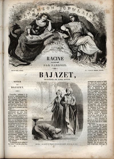 Bajazet-tragedie i fem akter af Jean Racine indgravering i "" Oeuvres de Jean Racine"" illustreret af Pauquet og opslag af Emile de La Bedolliere - 1851 af Hippolyte Louis Pauquet