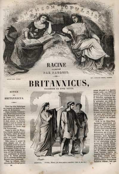 Britannicus tragedie i fem akter - indgravering i "" Værker af Jean Racine"" illustreret af Pauquet og opslag af Emile de La Bedolliere - 1851 af Hippolyte Louis Pauquet