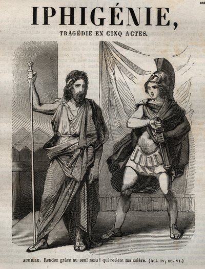 Iphigenie tragedie af Jean Racine - indgravering i "" Oeuvres de Jean Racine"" illustreret af Pauquet og opslag af Emile de La Bedolliere - 1851 af Hippolyte Louis Pauquet