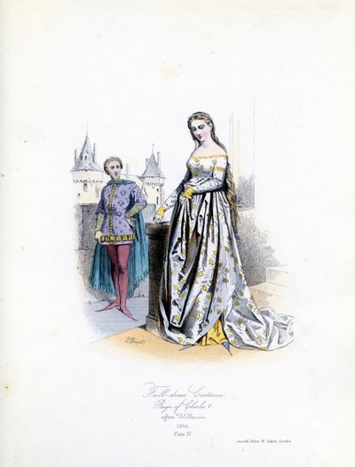 Ædel kvinde i fuld kjole af Hippolyte Louis and Polydore Pauquet