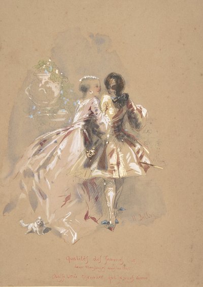 Ungt par set bagfra, midten af det 19. århundrede. af Hippolyte Omer Ballue