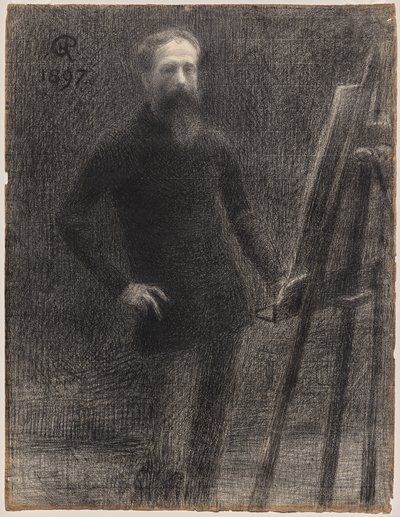 Selvportræt på staffeli af Hippolyte Petitjean