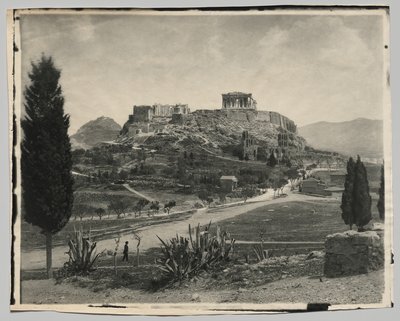 Udsigt over Akropolis (vandrende mand i forgrunden) af Hippolyte Petitjean