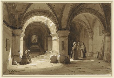 Klosterhvælvinger med munke af Hippolyte Victor Valentin Sebron