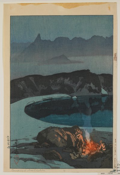 Camping ved Washiha, fra serien, Tolv scener i de japanske alper, Taisho-æraen af Hiroshi Yoshida
