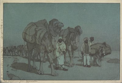 Karavane fra Afghanistan på en måneskin nat af Hiroshi Yoshida