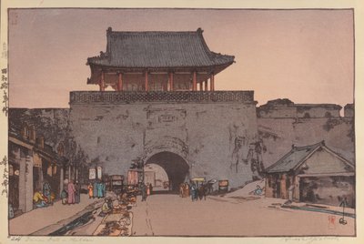 Dainan Gate i Mukden (træbloktryk på papir) af Hiroshi Yoshida