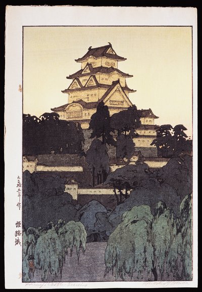 Aften udsigt over Himeji slot af Hiroshi Yoshida
