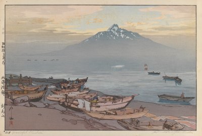 Peaceful Rishiri (træbloktryk på papir) af Hiroshi Yoshida