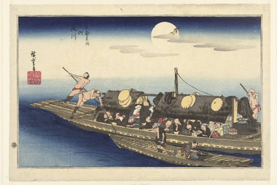 Deyodorier Yodogawa Bellow m de paaats i Kyoto Kyoto Meisho no Uchi af Hiroshige (I) , Utagawa