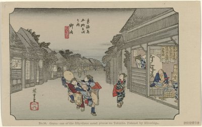 Goyu Nr. 36. Goyu: et af de treoghalvtreds bemærkede steder på Tokaido, malet af Hiroshige (titel på objektet) De Tôkaidô van Hiroshige (serietitel) Hiroshige no fude Tôkaidô (serietitel på objekt) af Hiroshige (I) , Utagawa
