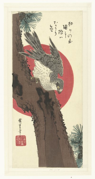Høg på fyrretræ af Hiroshige (I) , Utagawa