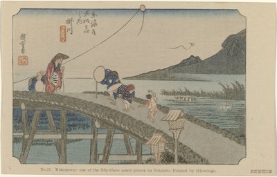 Kakegawa Nr. 27. Kakegawa: et af de treoghalvtreds bemærkede steder på Tokaido, malet af Hiroshige (titel på objektet) De Tôkaidô van Hiroshige (serietitel) Hiroshige no fude Tôkaidô (serietitel på objekt) af Hiroshige (I) , Utagawa