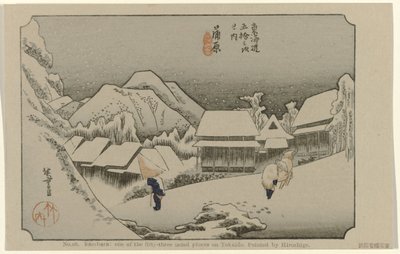 Kambara Nr. 16. Kambara: et af de treoghalvtreds bemærkede steder på Tokaido, malet af Hiroshige De Tôkaidô van Hiroshige (serietitel) Hiroshige no fude Tôkaidô (serietitel på objekt) af Hiroshige (I) , Utagawa