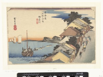 Kanagawa, bergopwaarts Kanagawa, dai no kei (titel på objekt) De 53 stations van de Tokaido (serietitel) Tokaido gojusan tsugi no uchi (serietitel på objekt) af Hiroshige (I) , Utagawa