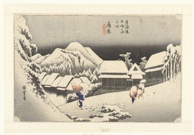Kambara, Awon ds Hey w Kambara, Yoru no Yuki 53 sek tokaido gojusan næste hus af Hiroshige (I) , Utagawa
