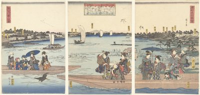 Færger på Sumida-floden Sumidagawa watashi no zu (titel på objekt) Berømte udsigter over den østlige hovedstad (serietitel) Toto meisho zue (serietitel på objekt) af Hiroshige (I) , Utagawa