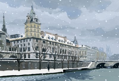 Seinen om vinteren, 2015 (Gouache på papir) af Hiroyuki Izutsu