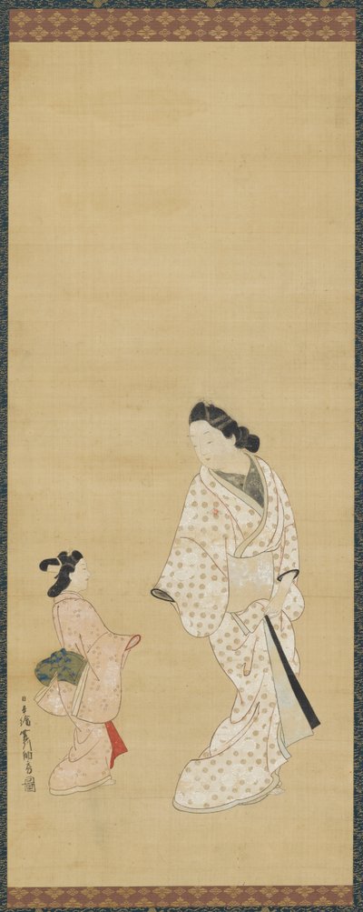 Yujo og en pige, 1688-1697. af Hishikawa Morofusa
