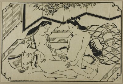 Et ark fra et shunga-album af Hishikawa Moronobu
