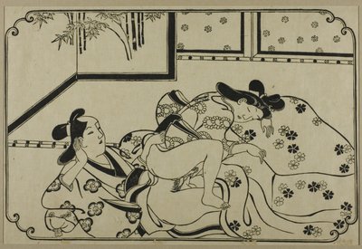 Et ark fra et shunga-album af Hishikawa Moronobu