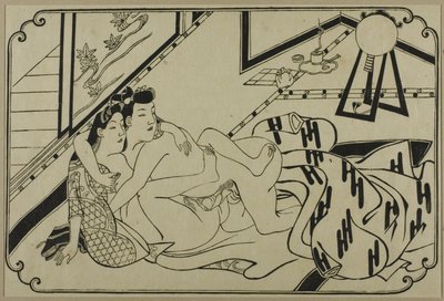Et ark fra et shunga-album af Hishikawa Moronobu