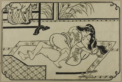 Et ark fra et shunga-album af Hishikawa Moronobu