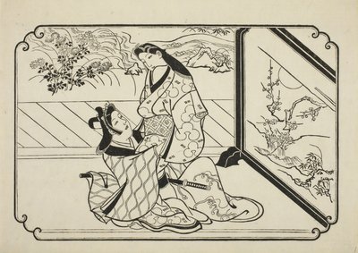 Bag skærmen, ca. 1673-81 af Hishikawa Moronobu