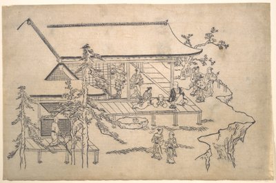 Scene med blomsterbeskuelse af Hishikawa Moronobu