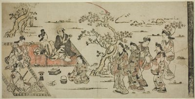 Blomstervisning af Hishikawa Moronobu