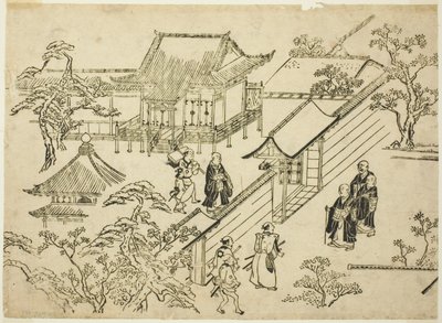Honbo, fra serien "Scenes of Flower-viewing at Ueno (Ueno hanami no tei)" af Hishikawa Moronobu