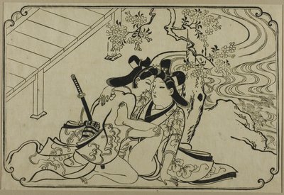 Lovers in the Garden, fra en serie uden titel af erotiske tryk af Hishikawa Moronobu