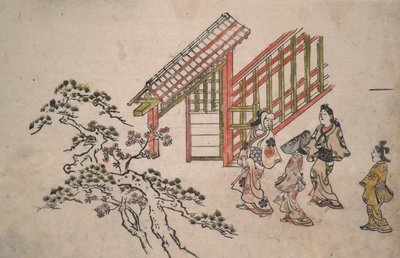 Tæt på New Yoshiwara Gate af Hishikawa Moronobu