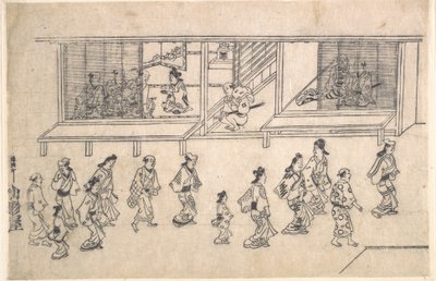 Gadescene i Yoshiwara af Hishikawa Moronobu