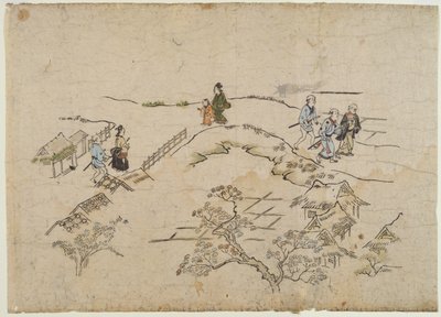 Yoshiwara no Tei, c.1680 (colour woodblock print) af Hishikawa Moronobu