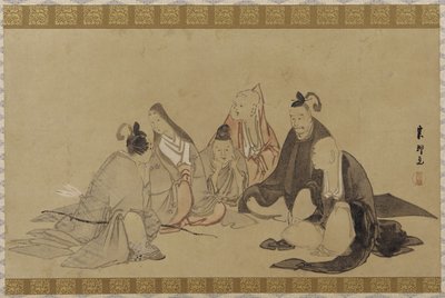 De seks udødelige digtere, Edo-perioden (blæk og farve på papir) af Hishikawa Sori