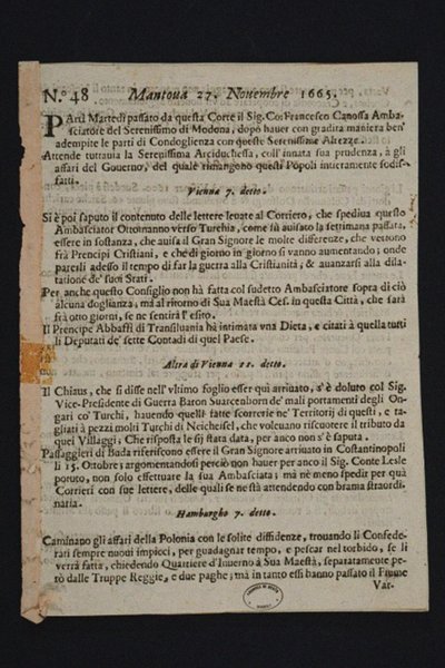 Gazzetta di Mantova - ældste italienske avis, 1665 af Historic Object