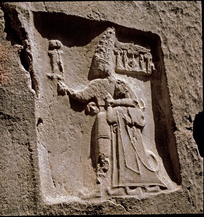 Kong Tudhaliya beskytter af en guddommelig (Lavrelief. omkring 1250-1220 f.Kr.) af Hittite
