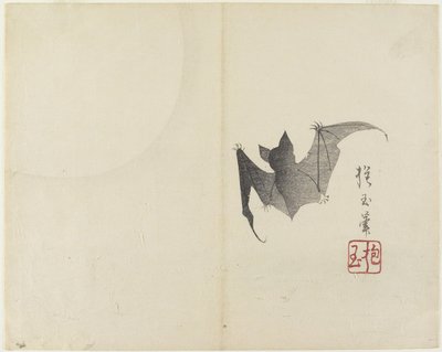 (Flagermus og måne), ca. 1830 af Hogyoku