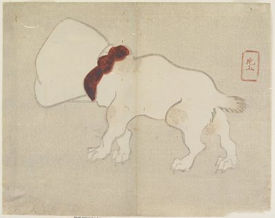 (Hund med taske over hovedet), ca. 1830 af Hogyoku