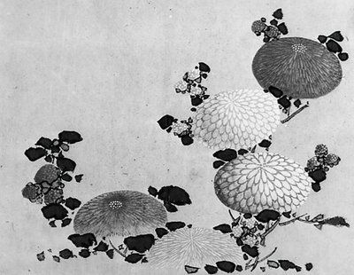 Krysantemum, 1800-tallet. af Hokusai School.