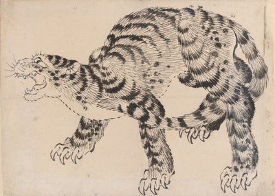 Tiger, 1800-tallet. af Hokusai School.
